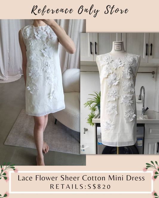 Oro lace flower sheer cotton mini dress