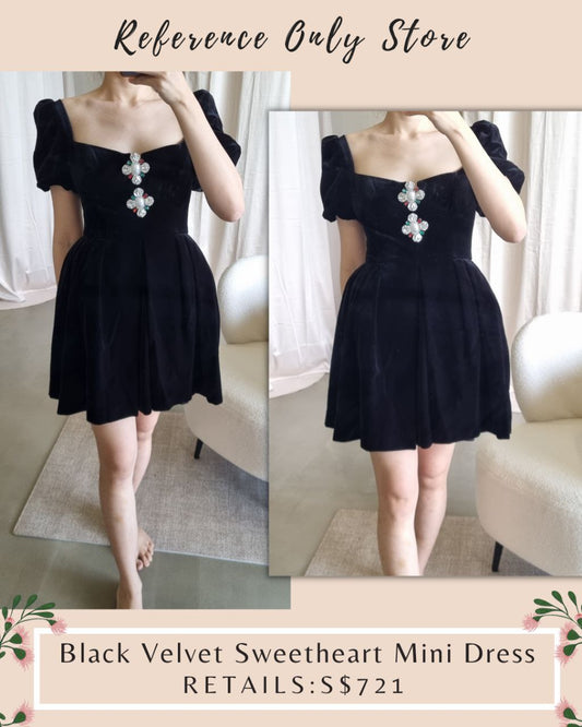 SP Black Velvet Sweetheart Mini Dress