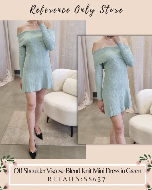 Sp off shoulder viscose blend knit mini dress