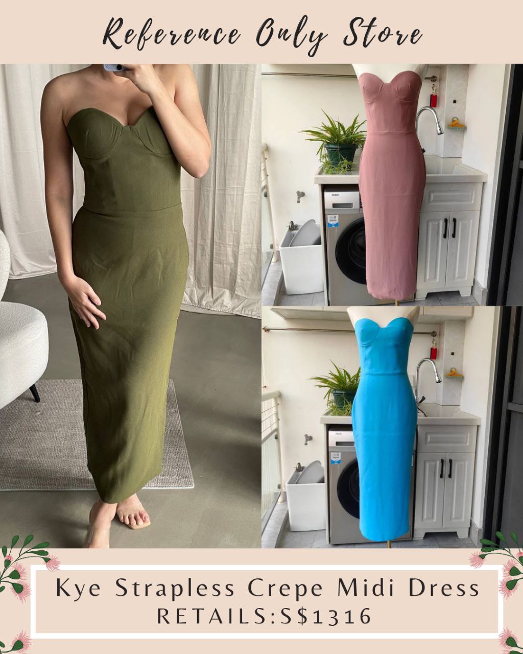 AP Kye Strapless Crepe Midi Dress