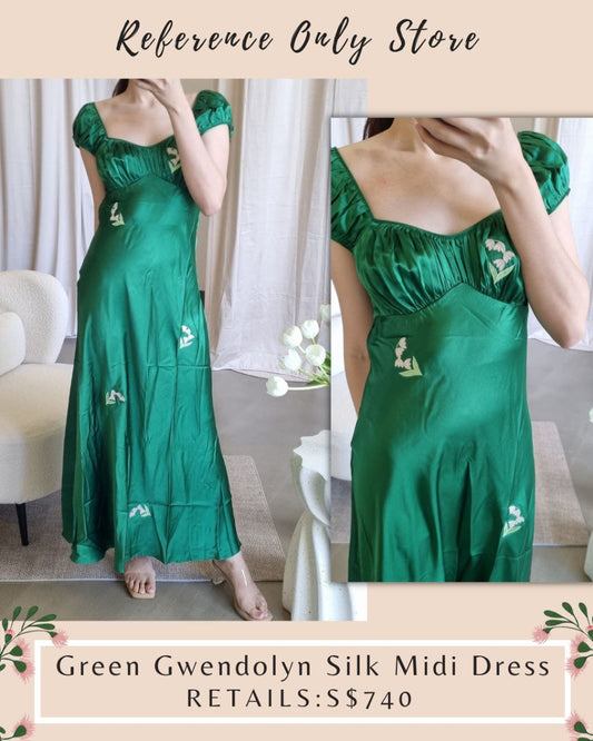 DN Green Gwendolyn Silk Midi Dress