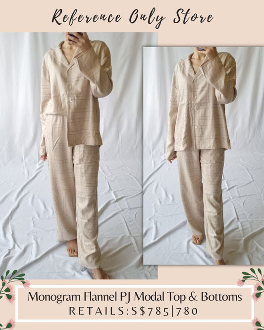 Tot Modal Monogram Flannel PJ Top & Bottoms