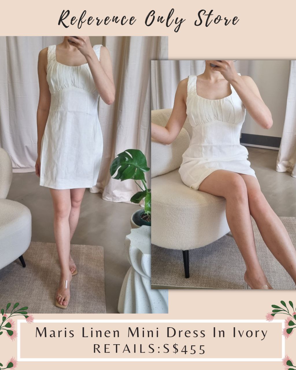 MS Maris Linen MinI Dress in ivory