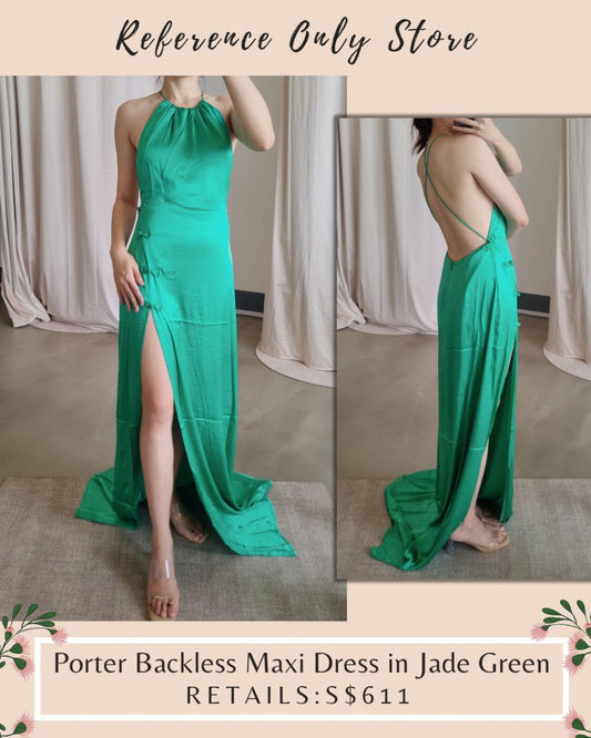 SL Porter Backless Maxi Dress in Jade Green