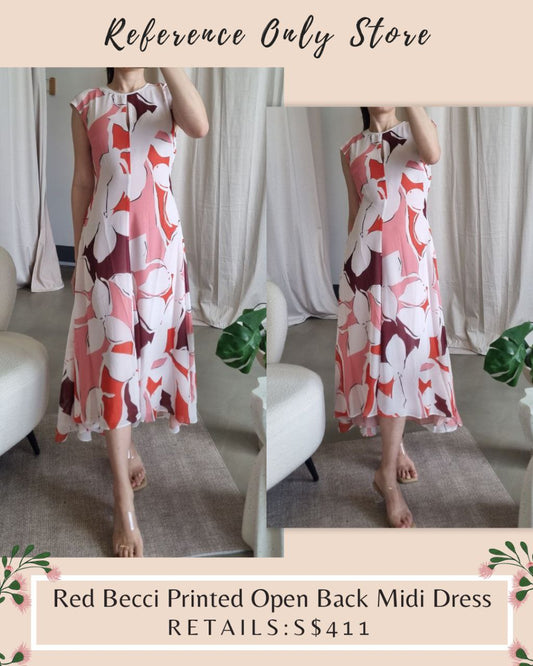 RS Red Becci Printed Open Back Midi Dress