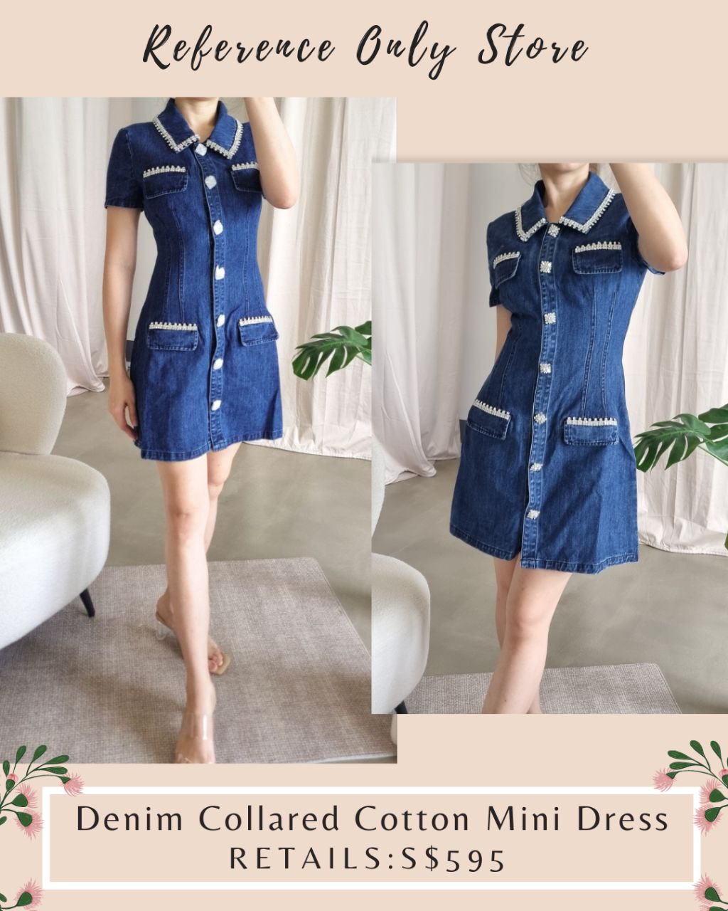 SP Denim Collared Cotton Mini Dress