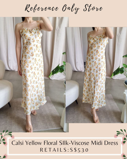 DN Calsi yellow silk viscose midi dress