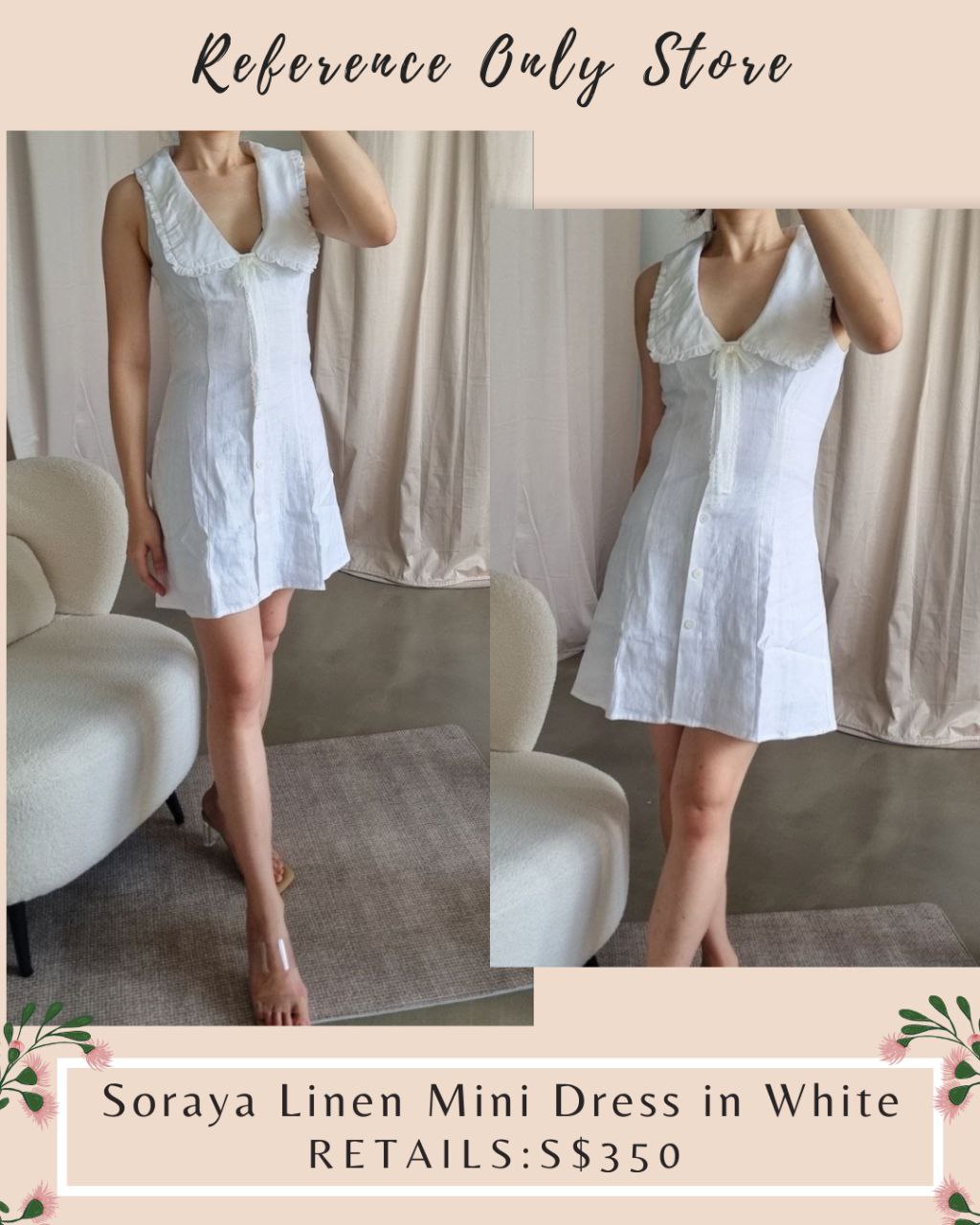 Ref Soraya Linen Mini Dress in white