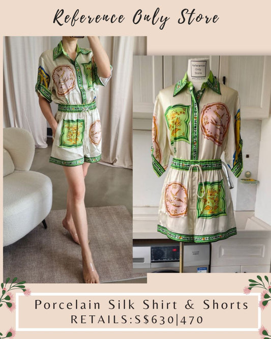 AM Porcelain Silk Shirt & Shorts