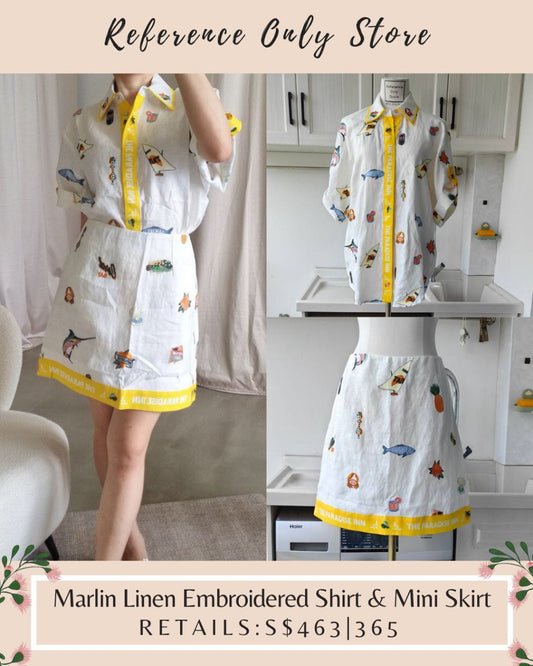 AM Marlin Linen Embroidered shirt & mini skirt