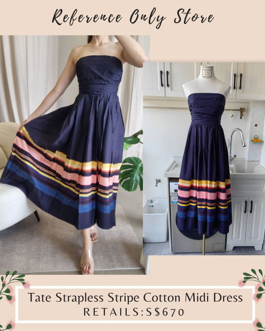 ALC Tate strapless stripe cotton midi dress