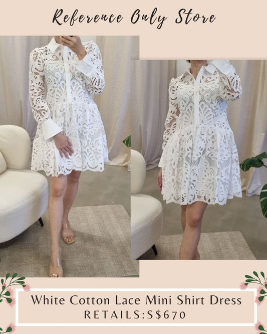 SP White Cotton Lace Mini Shirt dress