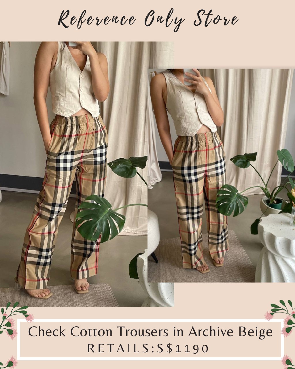 BBR Check Cotton trousers in archival check