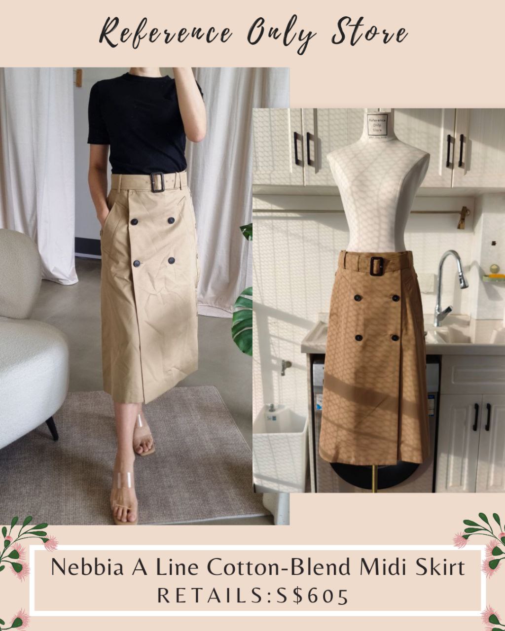 MM Weekend Nebbia A line cotton blend midi skirt