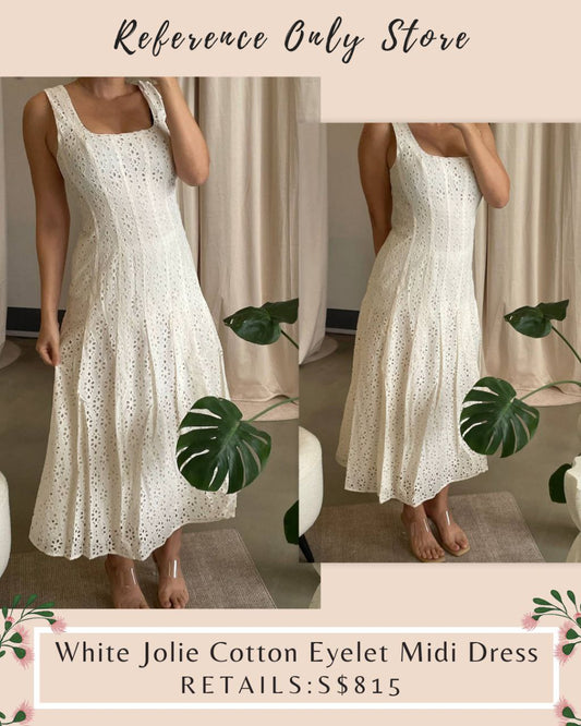 VB White Jolie cotton eyelet midi dress