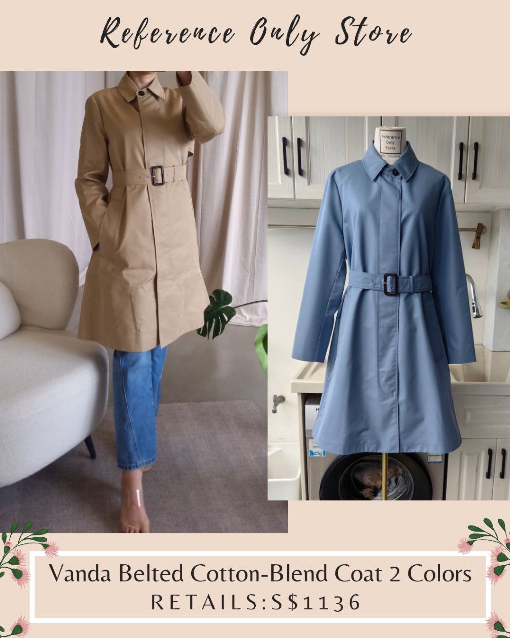 MM Vanda Belted cotton blend coat in 2 colors