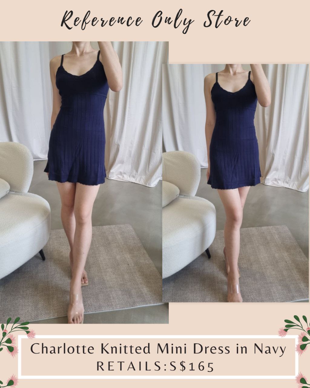 RP Charlotte Knitted Mini Dress in navy