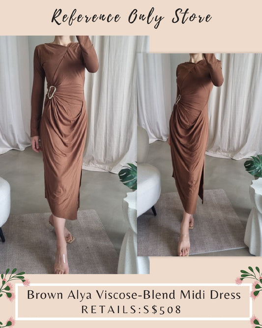 SG Brown Alya Viscose blend midi dress