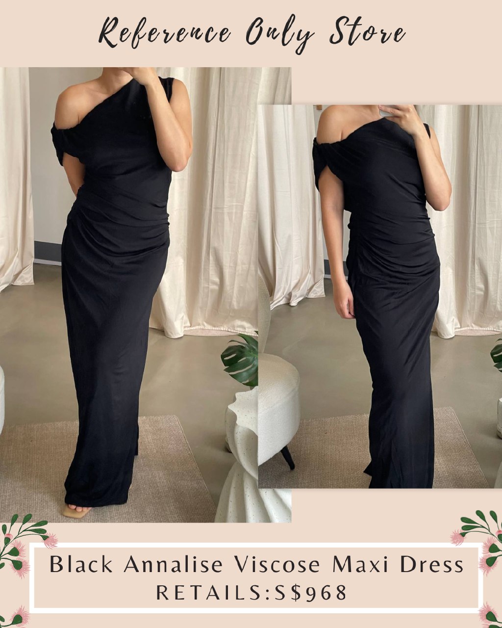 CM Black Annalise Viscose Maxi dress