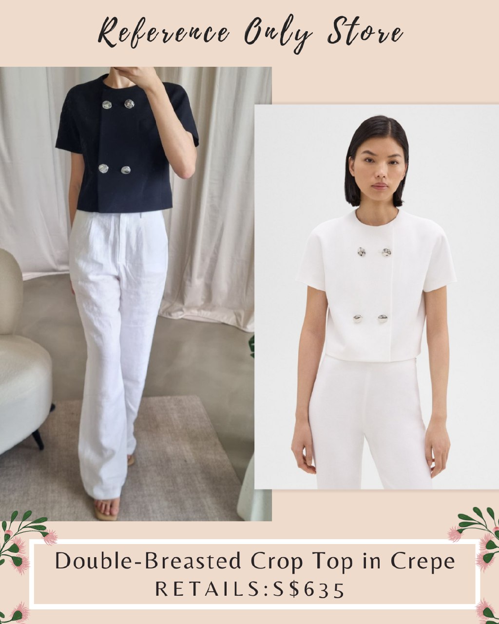 TH Double Breasted Crop Top in Crepe