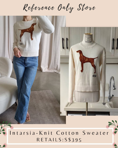 RL Intarsia Knit Dog Pattern cotton sweater