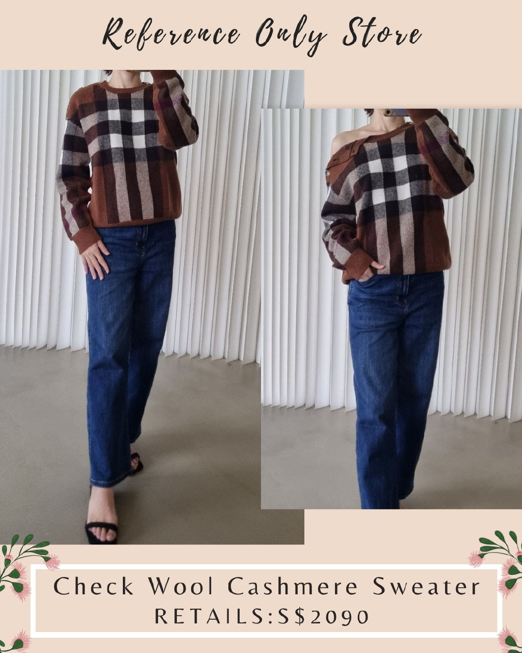 Bbr Check Wool Cashmere Sweater