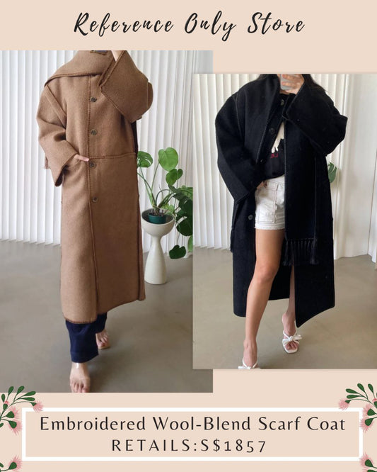 Tot Embroidered Wool Blend Scarf Coat