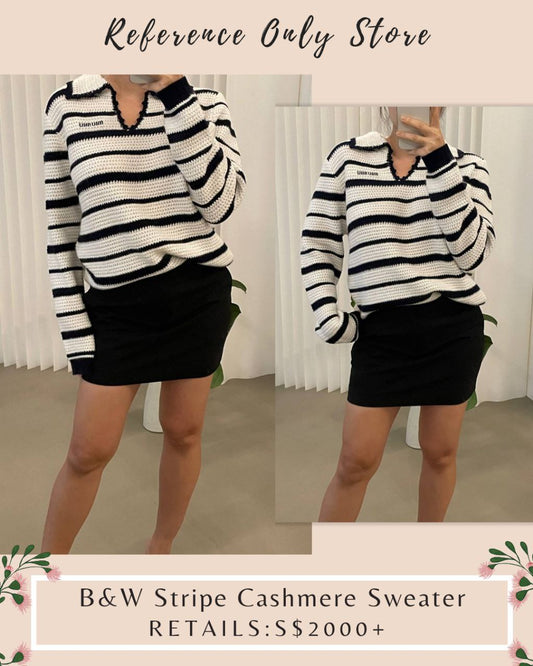 MM B & W Stripe Cashmere Sweater