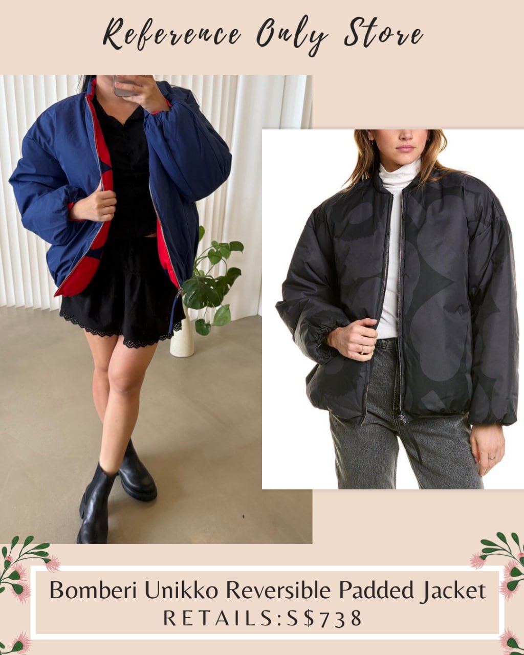 Mmk Store MMK Bomberi Unikko reversible padded jacket – For Reference Store
