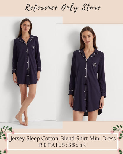 rl jersey sleep cotton blend shirt dress