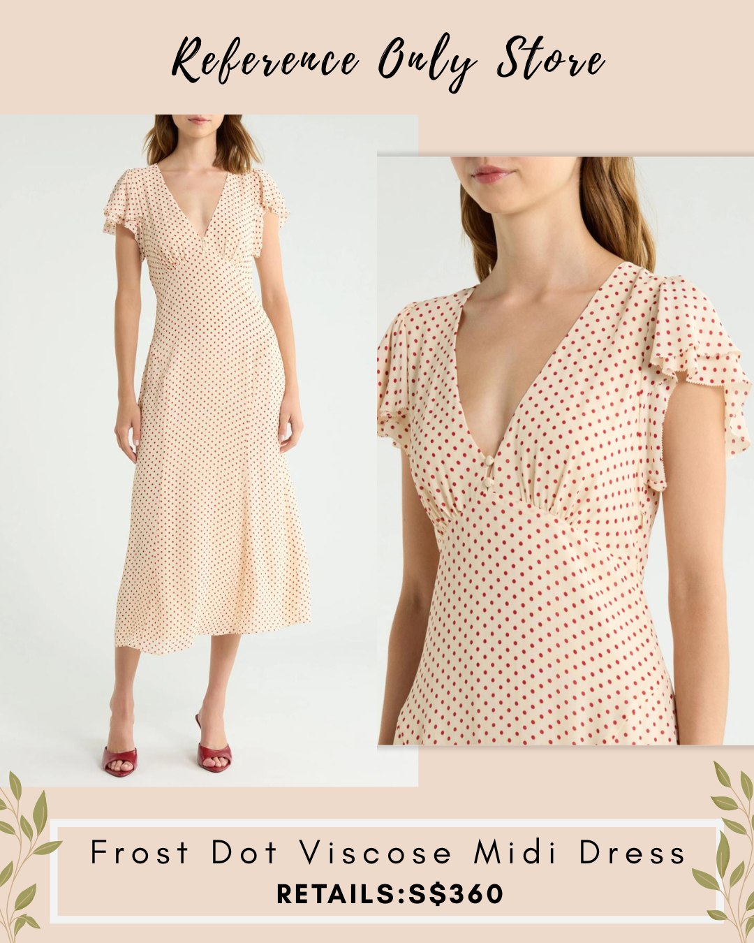 Ref frost dot viscose blend polka midi dress