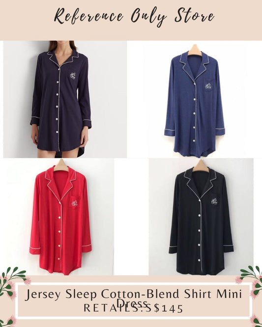 rl jersey sleep cotton blend shirt dress