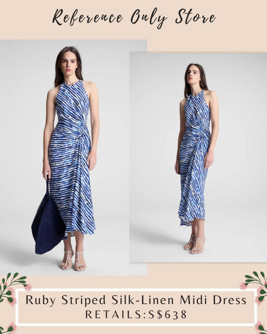 ALC Ruby Striped silk linen midi dress