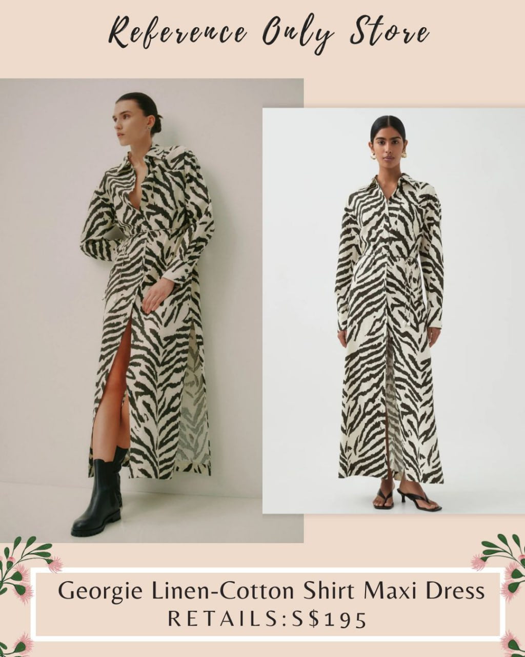 AJ Georgie linen cotton midi shirt dress