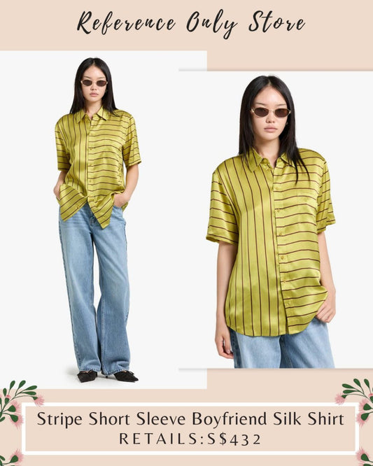 SL stripe boyfriend Silk Shirt