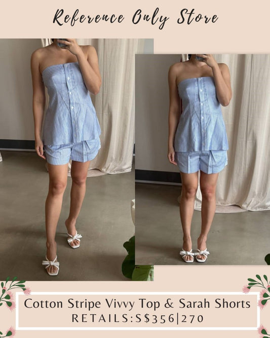SK Cotton blue stripe vivvy top and sarah shorts