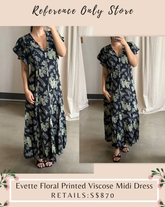 UJ Evette Floral printed viscose midi dress