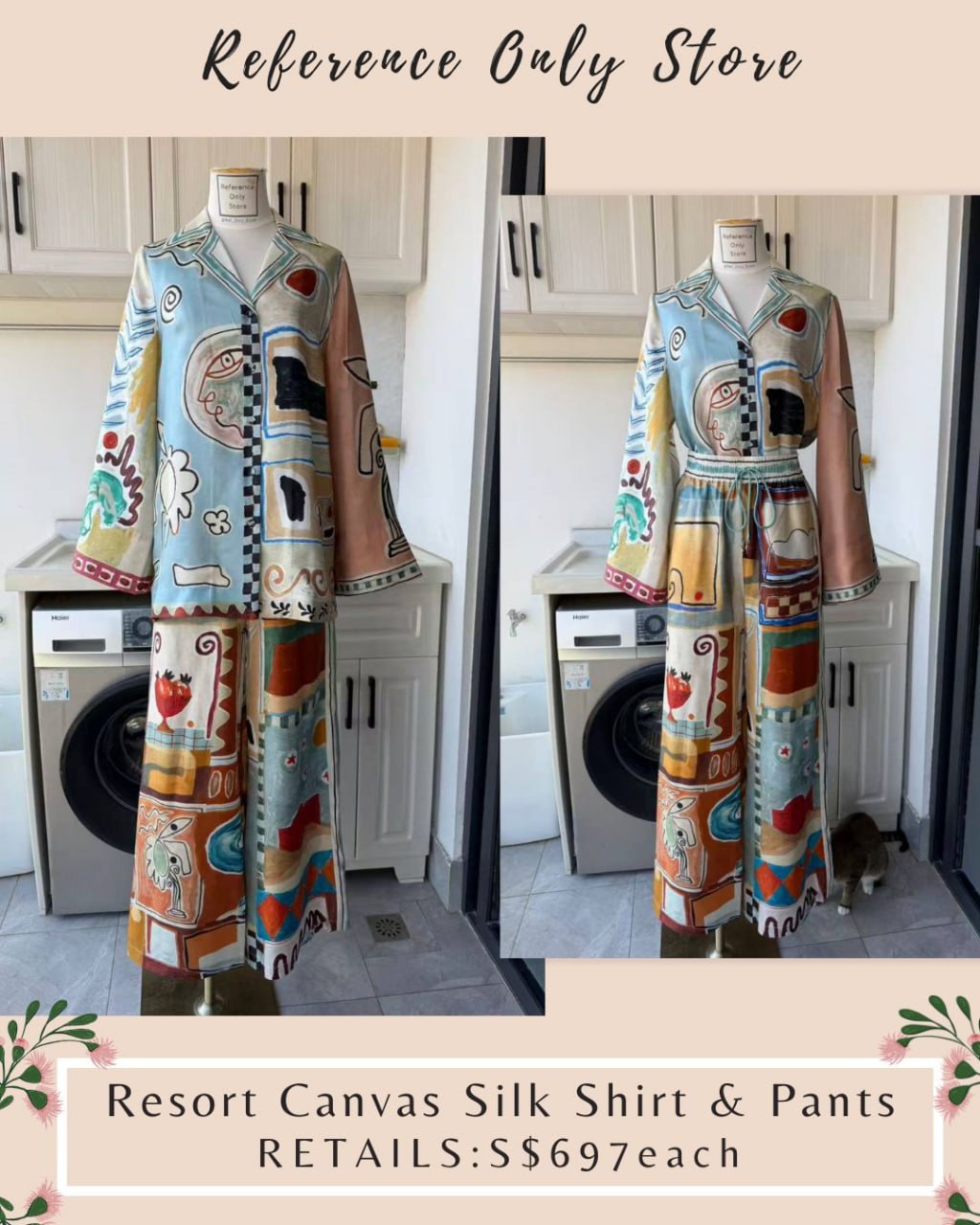 AM Resort canvas silk shirt and pants