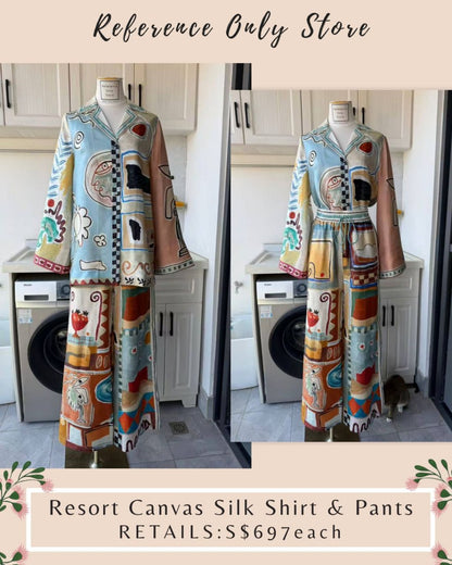 AM Resort canvas silk shirt and pants