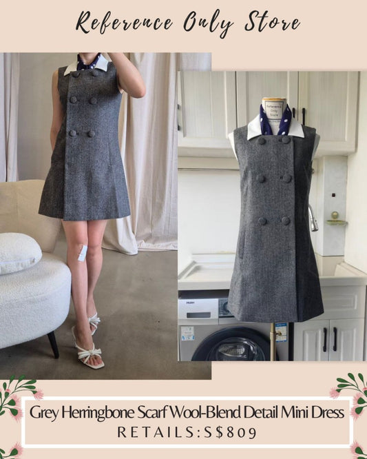SP Grey Herringbone scarf wool blend mini dress
