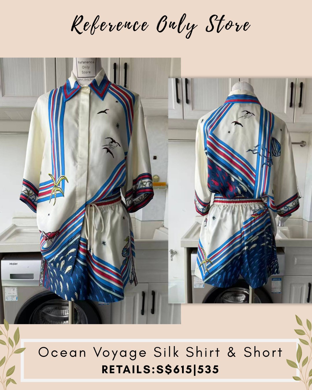 AM Ocean voyage silk shirt and shorts
