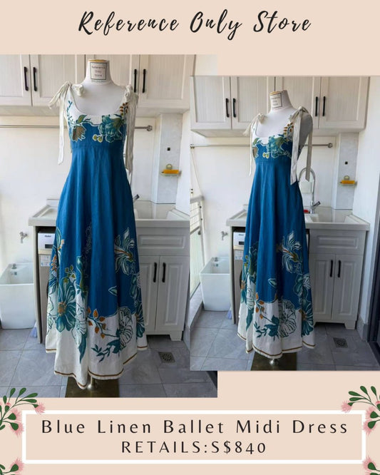 AM Blue linen ballet midi dress
