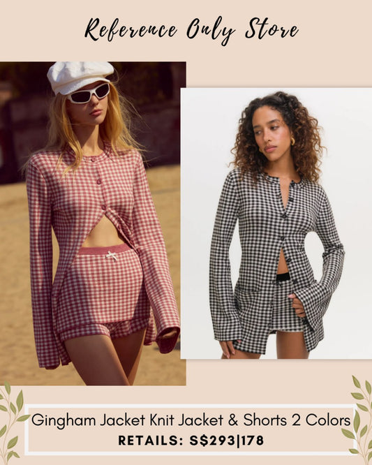 FLL Gingham knit jacket and skirts set