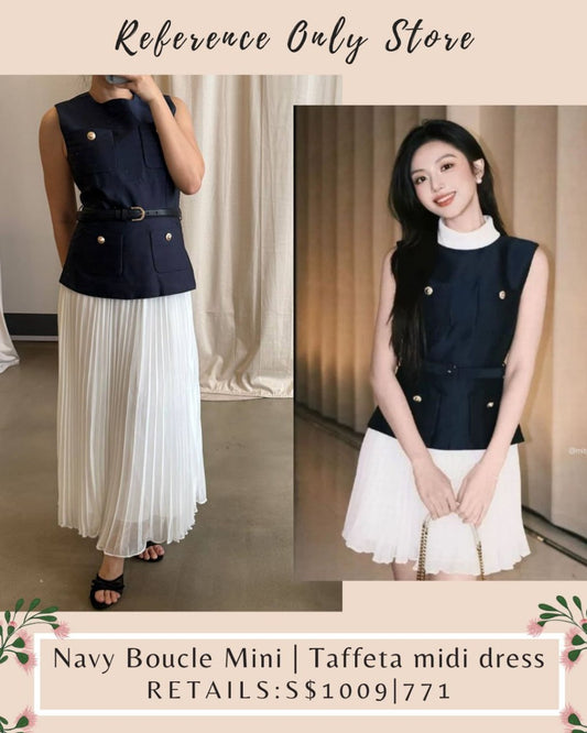 SP Navy Boucle Mini | taffeta midi dress