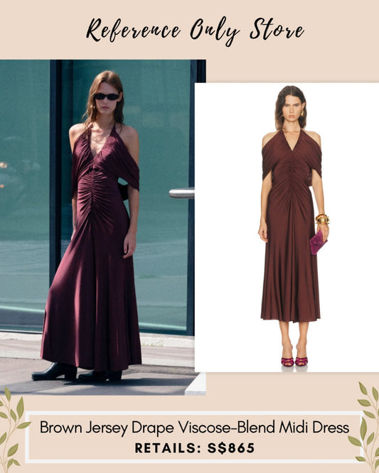 SP Brown Jersey drape viscose blend midi dress