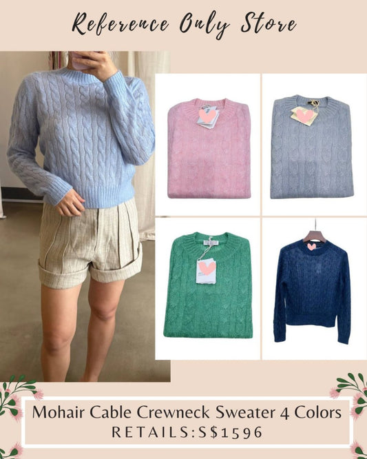 BC Mohair cable crewneck sweater in 4 colors