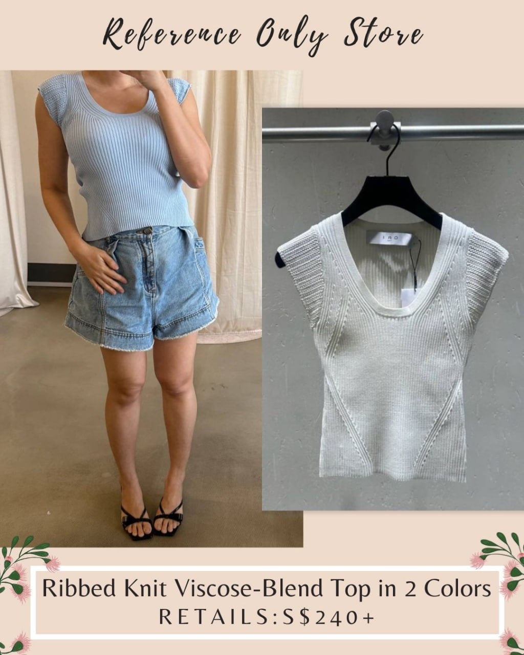 IR Ribbed knit viscose blend top in 2 colors