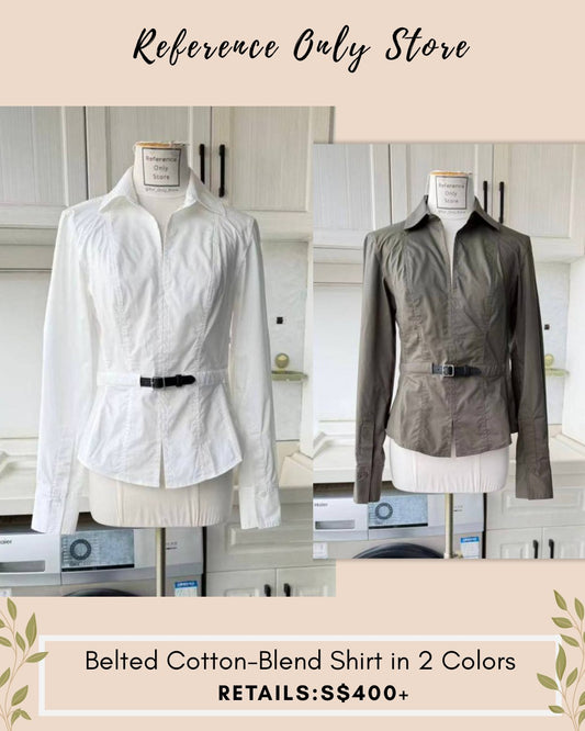 SK Belted cotton long sleeve shirt top