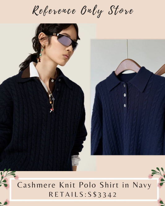 MM Cashmere Knit Polo Shirt in Navy