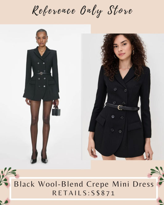 SP Black Wool blend mini crepe dress